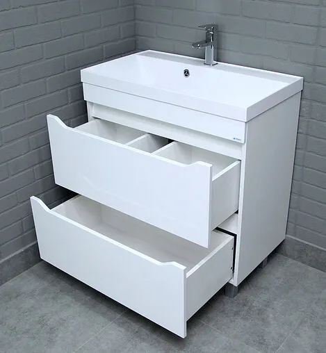 Тумба-умывальник напольная Айсберг Ева 80 белый DA5908T+4670142930020