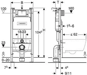Инсталляция для подвесного унитаза Set 3 в 1 Geberit Alpha 12 458.233.21.1 с кнопкой хром глянцевый, 2