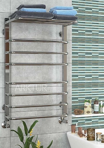 Полотенцесушитель водяной лесенка Terminus Арктур с полкой П8 500х796 полированная сталь 4620768886430