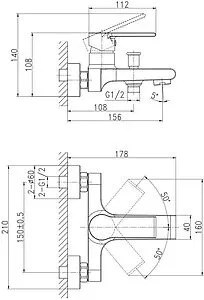 Смеситель для ванны Cersanit Brasko хром 64513, 3