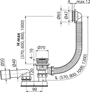 Слив-перелив для ванны AlcaPlast хром A505CRM Слив-перелив для ванны AlcaPlast хром A505CRM, 2