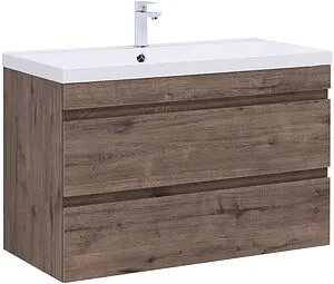 Тумба-умывальник подвесная Aquanet Нота New 100 дуб веллингтон/табак 00334194+00284116 Тумба-умывальник подвесная Aquanet Нота New 100 дуб веллингтон/табак 00334194+00284116, 1