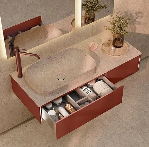 Тумба под умывальник подвесная Kerama Marazzi Magica 120 венецианский красный матовый MA.120.2\VR.M