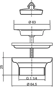 Выпуск для раковины с решеткой и пробкой Sanit полированная сталь 30.001.00..0000 Выпуск для раковины с решеткой и пробкой Sanit полированная сталь 30.001.00..0000, 2