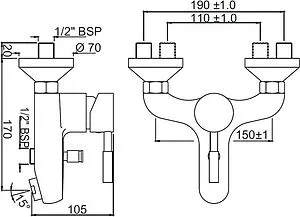 Смеситель для ванны Jaquar Solo хром SOL-CHR-6119 Смеситель для ванны Jaquar Solo хром SOL-CHR-6119, 2