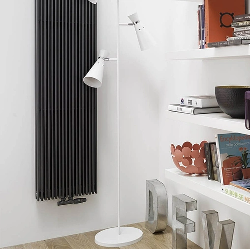 Узел нижнего подключения радиатора терморегулирующий угловой левый М22x1.5 x ¾"ек (½"н) Schlosser Duo-Plex черный Ral 9005 602100102