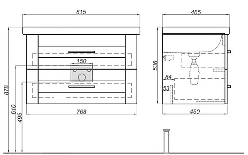 Тумба под умывальник подвесная Aqwella Foster 80 дуб сонома FOS01082DS