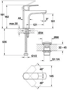 Смеситель для раковины Cersanit Wisla хром 63055, 2
