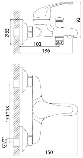 Смеситель для ванны Rossinka хром A35-31