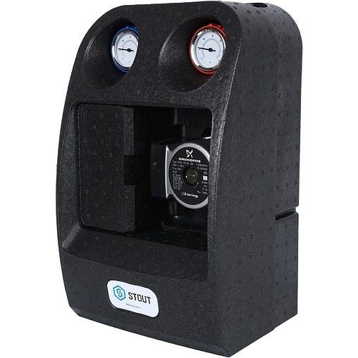 Насосный модуль с теплообменником 28 пластин 1"н х 1"в Stout SDG-0038-282502 с насосом Grundfos UPSO 25-65 180