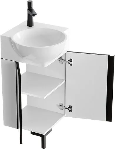 Тумба под умывальник напольная Aqwella Porto 45 белый/чёрный POR0104WB