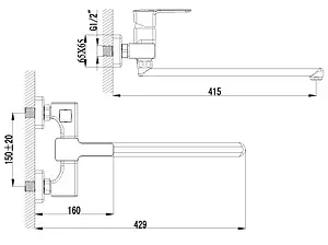 Смеситель для ванны с длинным изливом Lemark Basis хром LM3617C Смеситель для ванны с длинным изливом Lemark Basis хром LM3617C, 2