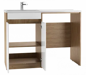 Тумба-умывальник напольная над стиральной машиной Айсберг Домино 120 белый/дуб вотан DD4213T+, 5