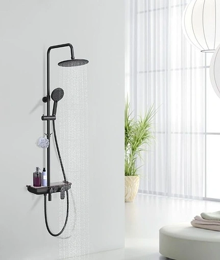 Душевая система со смесителем для ванны Lemark Tropic чёрный матовый LM7012BL