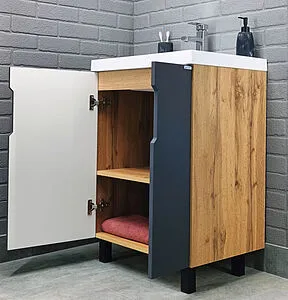 Тумба-умывальник напольный Айсберг Марта 60 дуб вотан DA3502T+4670142930044, 4