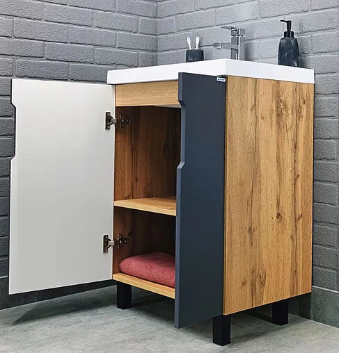 Тумба-умывальник напольный Айсберг Марта 60 дуб вотан DA3502T+4670142930044