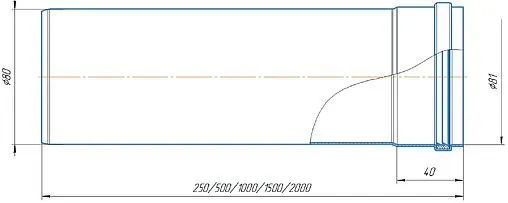 Удлинитель дымохода Ø 80мм L=250мм (Al) Krats Y80-025