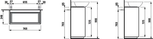 Тумба-умывальник напольная Laufen INO 77 светлый орех 4.0300.2.110.262.1+