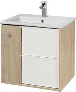 Тумба-умывальник подвесная Aquaton Бостон 60 дуб эврика/белый 1A2525K1BN010, 1