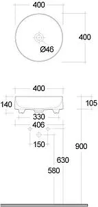 Раковина Kludi Resa R 40 белый матовый 58CW1053 Раковина Kludi Resa R 40 белый матовый 58CW1053, 2