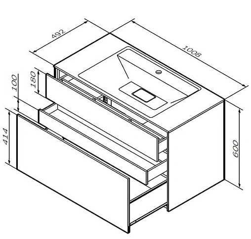 Тумба под умывальник подвесная Am.Pm Inspire 2.0 100 графит M50AFHX1003GM