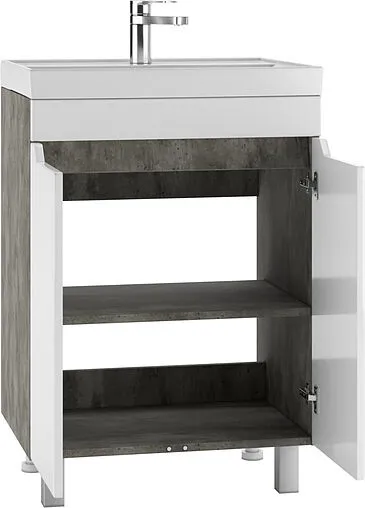 Тумба-умывальник напольная Айсберг Мечта 60 белый/бетон DM2332T+4607152361674