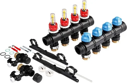 Группа коллекторная с расходомерами 4 отвода 1&quot;нг x ¾&quot;ек TECEfloor SLQ 77390040+77390010