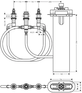 Скрытая часть смесителя на борт ванны Hansgrohe 13440180, 2