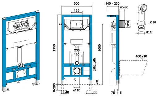 Инсталляция для подвесного унитаза Roca One ZRU9307708