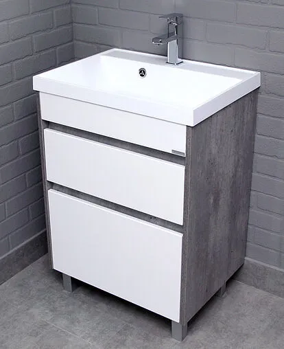 Тумба-умывальник напольный Домино Karlo 60 белый/бетон DK5314T+4627173210164