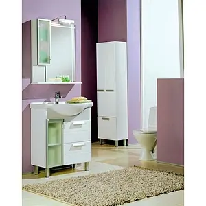 Шкаф-пенал напольный двухстворчатый с бельевой корзиной Aquaton Альтаир 50 белый 1A041803AR010, 3