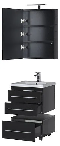 Шкаф-зеркало Aquanet Нота 58 L чёрный 00169191