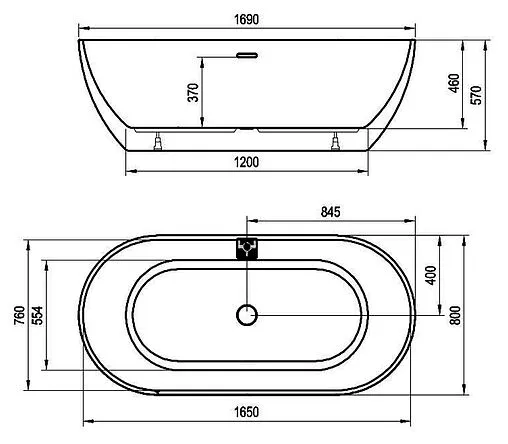 Ванна акриловая отдельностоящая Ravak FREEDOM 170x80 XC00100020