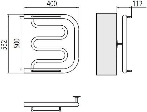 Полотенцесушитель водяной Terminus Фокстрот 1&quot; БШ 500х400 полированная сталь 4620768881497