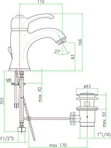 Смеситель для раковины Fiore Jafar золото 47GO5221, 2
