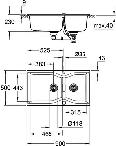 Мойка кухонная Grohe K700-90 черный гранит 31658AP0 Мойка кухонная Grohe K700-90 черный гранит 31658AP0, 2
