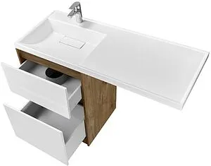 Тумба-умывальник напольная над стиральной машиной Aquaton Лондри 120 L дуб рустикальный/белый 1A2669K2LHDR0+, 4