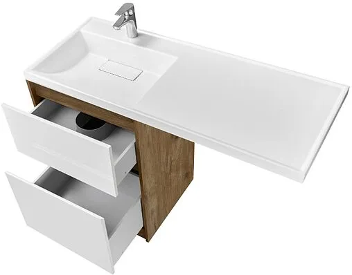 Тумба-умывальник напольная над стиральной машиной Aquaton Лондри 120 L дуб рустикальный/белый 1A2669K2LHDR0+