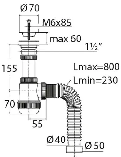 Сифон бутылочный для мойки VIRPlast Мини Элит 30986760 Сифон бутылочный для мойки VIRPlast Мини Элит 30986760