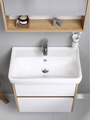 Тумба под умывальник подвесная Aqwella City 43 белый/дуб балтийский CI0105DB