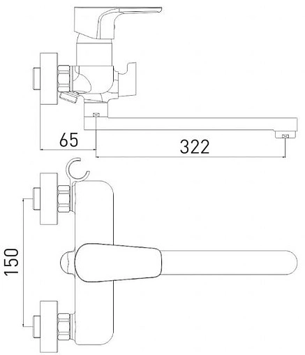 Смеситель для ванны с длинным изливом Gross Aqua Evo матовый черный 7121297MB-35F