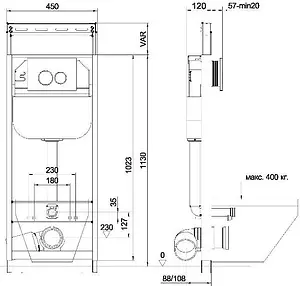 Инсталляция для подвесного унитаза Set 4 в 1 Aquanika Basic 10.702.45B.02.19 с кнопкой хром глянцевый Инсталляция для подвесного унитаза Set 4 в 1 Aquanika Basic 10.702.45B.02.19 с кнопкой хром глянцевый, 2