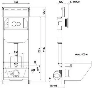 Инсталляция для подвесного унитаза Set 4 в 1 Aquanika Basic ComboFix 10.702.45B.02.10 с кнопкой хром глянцевый Инсталляция для подвесного унитаза Set 4 в 1 Aquanika Basic ComboFix 10.702.45B.02.10 с кнопкой хром глянцевый, 2
