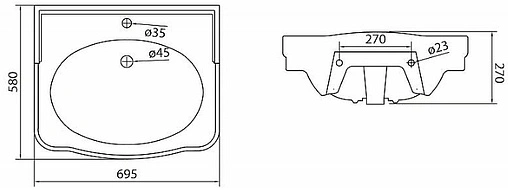 Раковина BelBagno Boheme 70 белый BB115L