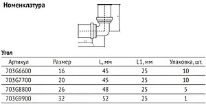Уголок пресс соединительный 26мм x 26мм Uni-fitt 703G8800 Уголок пресс соединительный 26мм x 26мм Uni-fitt 703G8800, 2