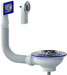 Выпуск с корзиной для мойки с универсальным переливом Unicorn нержавеющая сталь Е157 Выпуск с корзиной для мойки с универсальным переливом Unicorn нержавеющая сталь Е157, 1