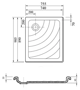 Поддон для душа Ravak Aneta 75x90 LA A003701220, 4