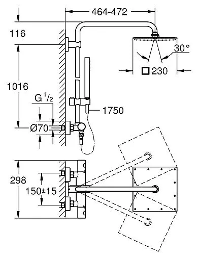 Душевая система с термостатом для душа Grohe Euphoria XXL Cube 230 хром 26187000