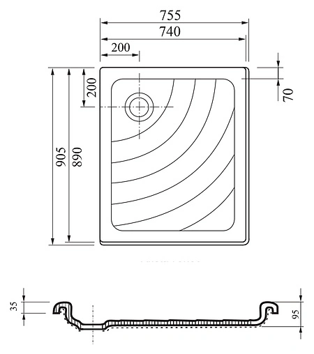 Поддон для душа Ravak Aneta 75x90 LA A003701220
