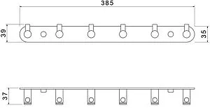 Планка с 6-ю крючками Aquatek Европа чёрный матовый AQ4124MB Планка с 6-ю крючками Aquatek Европа чёрный матовый AQ4124MB, 2